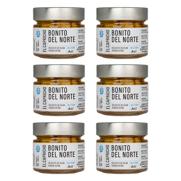 EL CAPRICHO, Santoña, Tronco de Bonito Millesine en Aceite de Oliva Virgen Extra, Peso: 170 g Neto, 110 g Escurrido-lateral