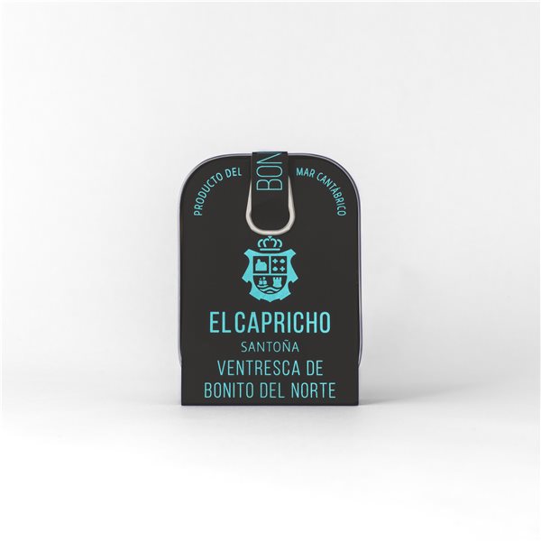 EL CAPRICHO, Santoña, Ventresca de Bonito du Nord à l'Huile de Tournesol, Poids : 110 g Net, 80 g Égoutté.-trasera
