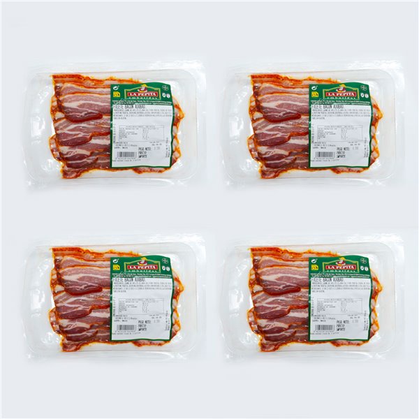EMBUTIDOS LA PEPITA – Bacon Curado Adobado | Formato 350 Gr | Producto Español | Envasado al Vacío-lateral