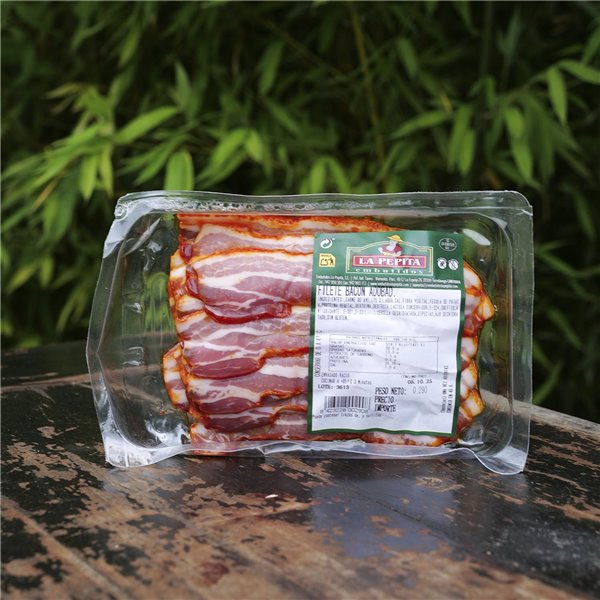 EMBUTIDOS LA PEPITA – Bacon Curado Adobado | Formato 350 Gr | Producto Español | Envasado al Vacío-trasera