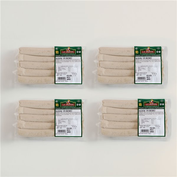 EMBUTIDOS LA PEPITA – Bratwurst Artesanal de Cerdo | 10 Unidades envasadas al vacío | 950 gr | Und Receta Tradicional Alemana | Sabor Intenso | Producto Cocido | Sin OGM | Fabricado en España-lateral