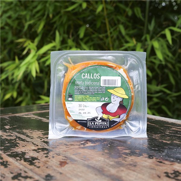WURSTWAREN LA PEPITA - Traditionell gewürzte Kutteln | 360g Verpackungsgröße | Vakuumverpackung | Hausgemachtes Rezept mit Rinderdarm und -fuß | Fertig zum Aufwärmen | Spanisches Produkt.-trasera