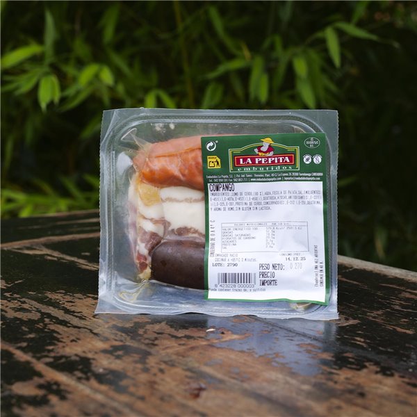 EMBUTIDOS LA PEPITA – Compango Tradicional para Fabada o Cocido | 300 Gr | 3 Porciones: Bacon, Chorizo y Morcilla de Año | Envasado al Vacío | Receta Asturiana | Hecho en España | Sabor Intenso y Artesanal-trasera