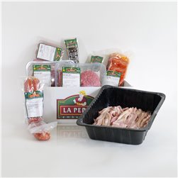 EMBUTIDOS LA PEPITA Pack Barbacoa XXL (8 pax), 8 Hamburguesas Mixta(vacuno/cerdo), 6 Chorizos Criollos, 8 Chorizos Rojos, 2 Morcillas arroz, 1 kg de Panceta fresca, 1,5 kg Costilla Cerdo Adobada