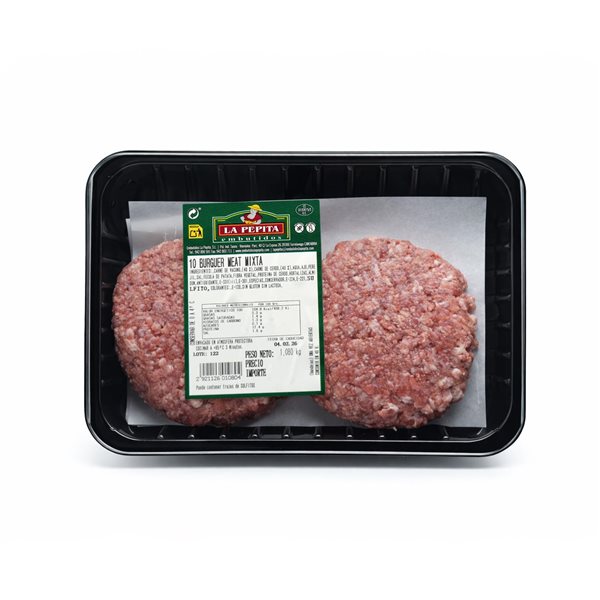 EMBUTIDOS LA PEPITA – Pack Familial : Lomo Adobé 1,2 kg + Viande à Burger Mixte (10 uds.) | Emballé en Atmosphère Protectrice | Conserver 0–4 ºC | Produit Espagnol-detalle