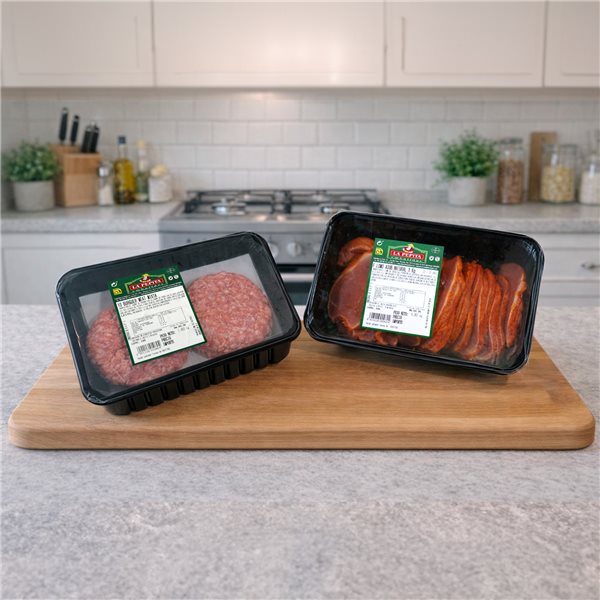 EMBUTIDOS LA PEPITA – Pack Familial : Lomo Adobé 1,2 kg + Viande à Burger Mixte (10 uds.) | Emballé en Atmosphère Protectrice | Conserver 0–4 ºC | Produit Espagnol-trasera
