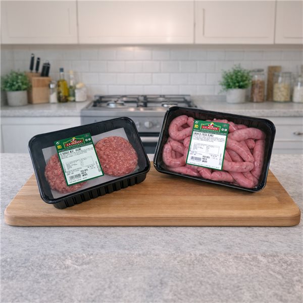 EMBUTIDOS LA PEPITA – Family Pack: Fresh White Longaniza 1.2 kg + Beef Burger Meat (10 pcs.) | Packaged in Protective Atmosphere | Store at 0–4 ºC | Spanish Product-trasera