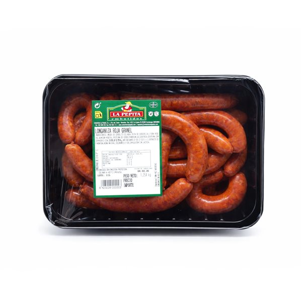 EMBUTIDOS LA PEPITA – Familienpackung: Rote Frischlonganiza 1,2 kg + Marinierter Lendenbraten 1,2 kg + Gemischtes Burgerfleisch (10 Stück) | Verpackt in Schutzatmosphäre | Lagern bei 0–4 ºC | Spanisches Produkt-lateral