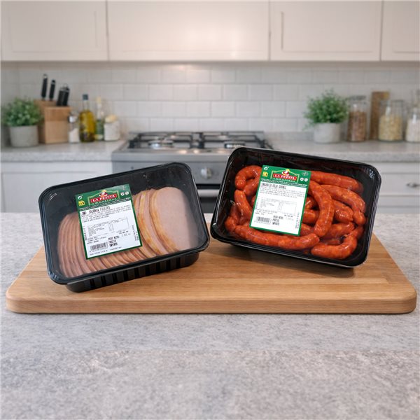 EMBUTIDOS LA PEPITA – Family Pack: Fresh Red Sausage 1.2 kg + Sliced Loin Sausage 1.2 kg | Packaged in Protective Atmosphere | Keep at 0–4 ºC | Spanish Product-trasera