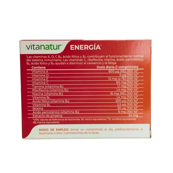 Energie Ginseng et Vitamines 24 comprimés Vitanatur Esencial-lateral