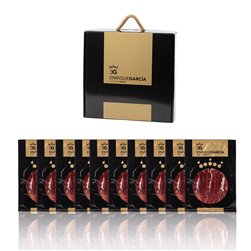 ENRIQUE GARCÍA - Jamón Ibérico, 10 Sobres Envasados al Vacío de 100 g Aprox. Acabado plástico. Caja regalo de cartón. Corte a máquina