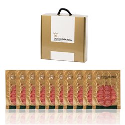 ENRIQUE GARCÍA - Field Cured Loin, 10 Vacuum Packed Envelopes of Approximately 100 g. Plastic finish. Cardboard gift box. Machine cut.