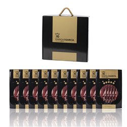 ENRIQUE GARCÍA - 100% Iberian Acorn Shoulder, 10 Vacuum-Packed Envelopes, Approx. 100 g each. Plastic finish. Cardboard gift box. Machine cut.