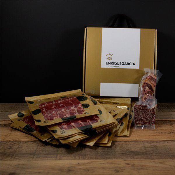 ENRIQUE GARCÍA - Iberian Field-Fed Acorn Paleta 75% Iberian Breed, Briefcase Box with 100 g Approx Envelopes, Bones and Shavings-izquierda