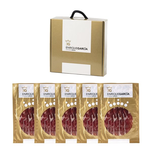 ENRIQUE GARCÍA – Sliced Iberian Ham, 5 Packs of Approximately 100 g, Vacuum Packed, Machine Sliced, Gift Box-detalle