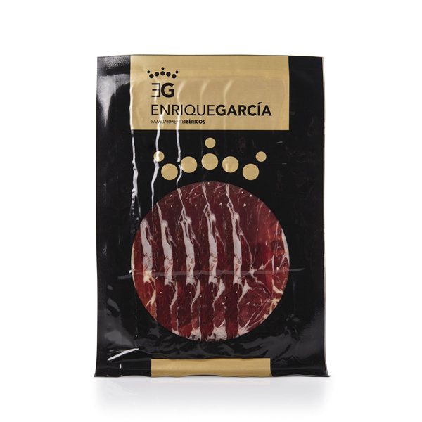 ENRIQUE GARCÍA – Sliced Iberian Ham, 5 Packs of Approximately 100 g, Vacuum Packed, Machine Sliced, Gift Box-izquierda