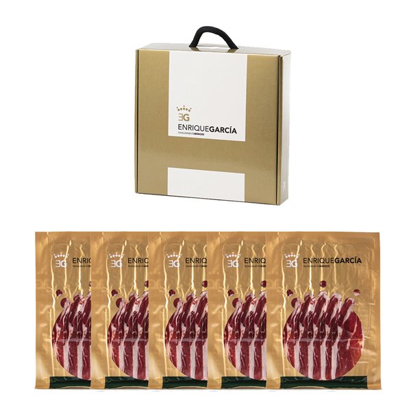 ENRIQUE GARCÍA – Sliced Iberian Ham, 5 Packs of Approximately 100 g, Vacuum Packed, Machine Sliced, Gift Box-trasera