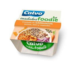 Ensaladas foodie de garbanzos, atún, quinoa y vegetales