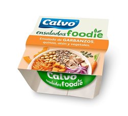 Foodie-Salate mit Kichererbsen, Thunfisch, Quinoa und Gemüse.