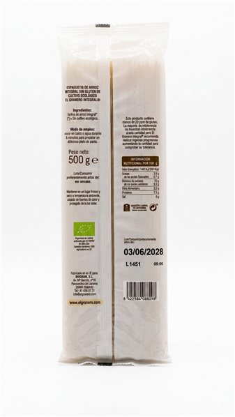 BIO VOLLKORN REIS SPIELE OHNE GLUTEN 500 GR-detalle