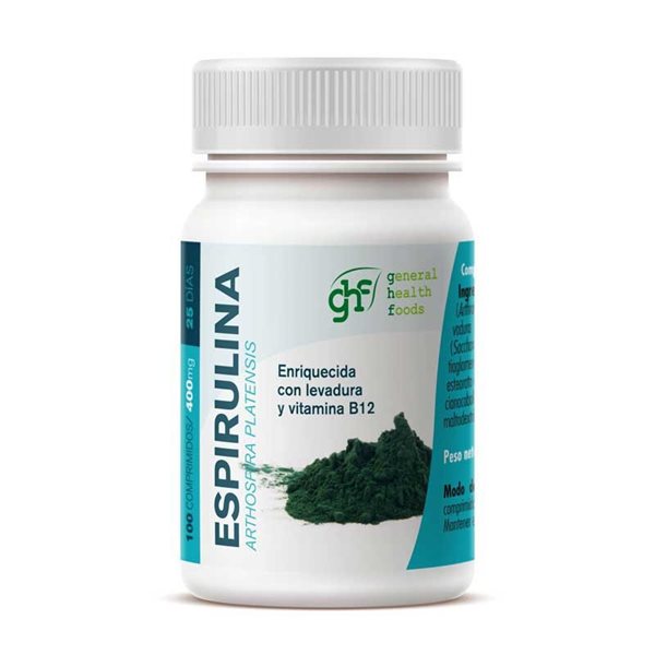 Espirulina 400mg 100 comprimidos GHF-lateral