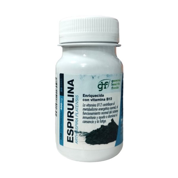 Espirulina 400mg 100 comprimidos GHF-trasera