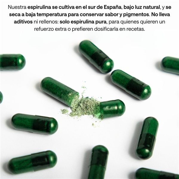 Spirulina in Capsules ALMA 400 Units (232 g) | Spirulina Tablets 100% Vegan, Gluten-Free, No Added Sugars, Made in Spain | Pure Spirulina in Vegetable Capsules | Easy to Take-detalle