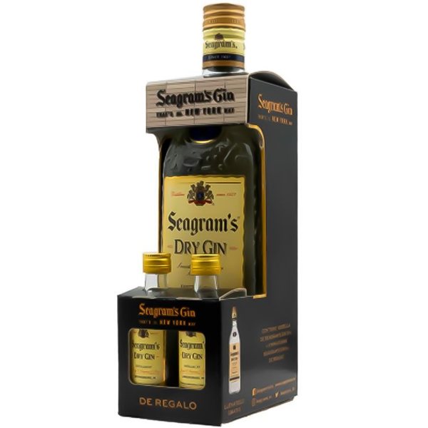 Estuche Gin Seagram's 70 cl con 2 Mini Seagram's-detalle
