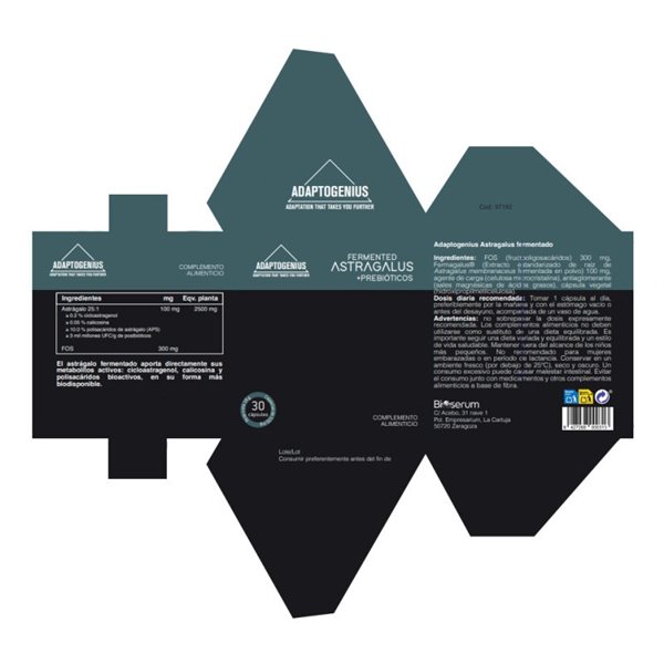 Fermentiertes Astragalus 30 Kapseln Bioserum Adaptogenius-trasera