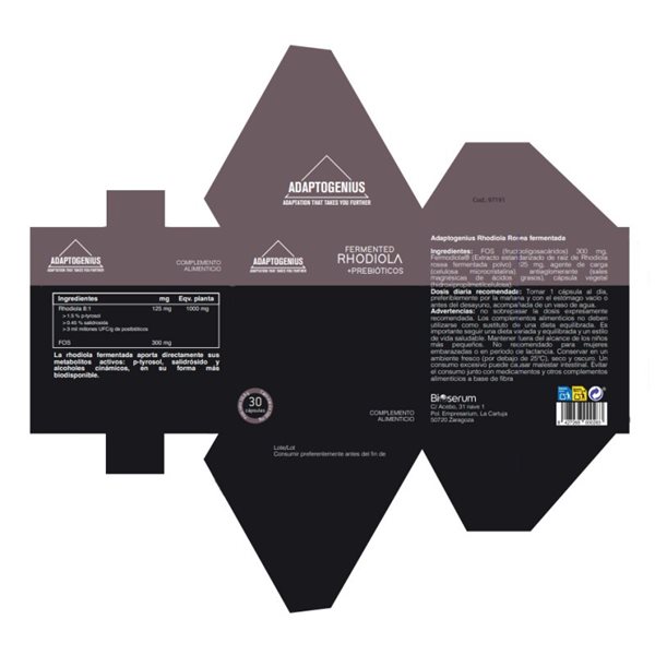 Rhodiole fermentée 30 capsules Bioserum Adaptogenius-trasera