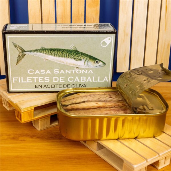 Filetes de caballa en aceite de oliva, Casa Santoña-detalle
