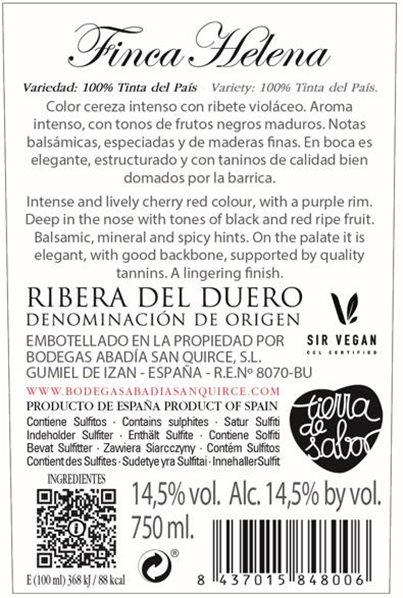 Domaine Helena, vin rouge Abbaye de San Quirce (3 unités)-izquierda