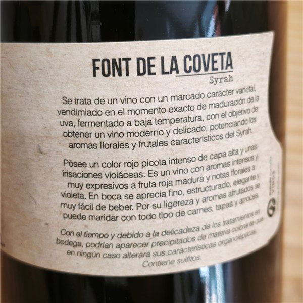 Font de la Coveta syrah 'Guilella Agrícola'-lateral