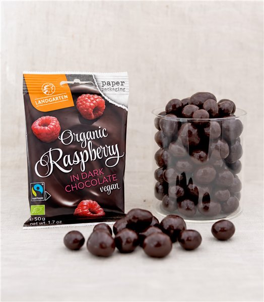 Organic Raspberries Covered in Dark Chocolate 50g-detalle