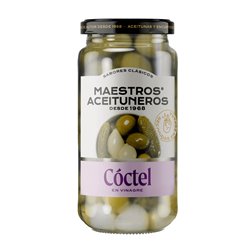 Glas Cocktail aus Oliven, Gurken und Frühlingszwiebeln 345g