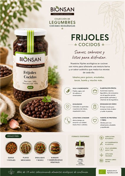 Organic Cooked Beans 400g-izquierda