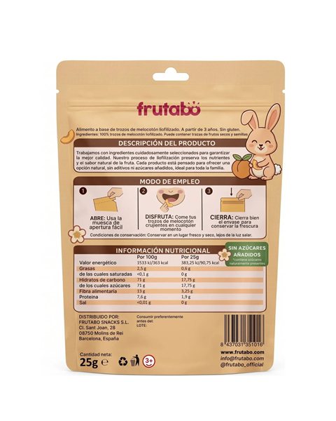 Frutabó Melocotón liofilizado 25 g-detalle