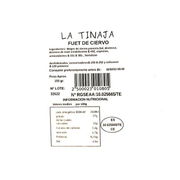 Fuet de ciervo-trasera