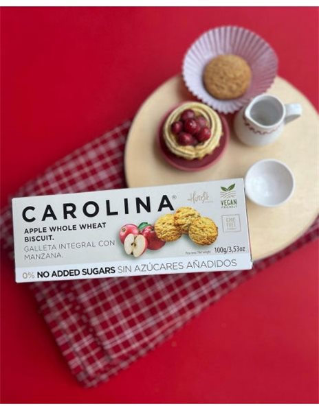 Galleta 0% Sin Azúcares Añadidos Integral con Manzana. Vegana-lateral