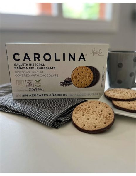 Keks 0% Zucker Integral Digestive Schokolade. Vegan-izquierda