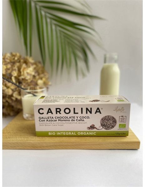 Wholegrain Bio Digestive Biscuit with Chocolate & Coconut. Vegan.-detalle