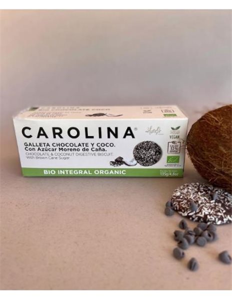 Wholegrain Bio Digestive Biscuit with Chocolate & Coconut. Vegan.-izquierda