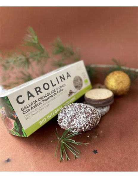 Wholegrain Bio Digestive Biscuit with Chocolate & Coconut. Vegan.-trasera