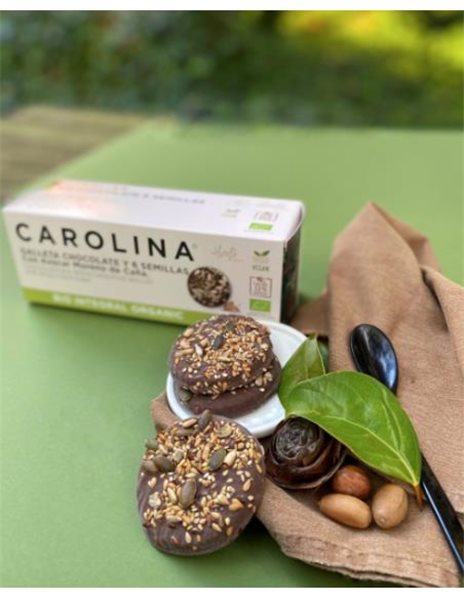 Bio-Integral-Digestive-Keks mit Schokolade und Samen. Vegan.-detalle