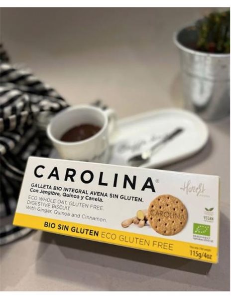 Gluten-free organic whole grain oat digestive biscuit with quinoa, ginger, and cinnamon. Vegan.-detalle