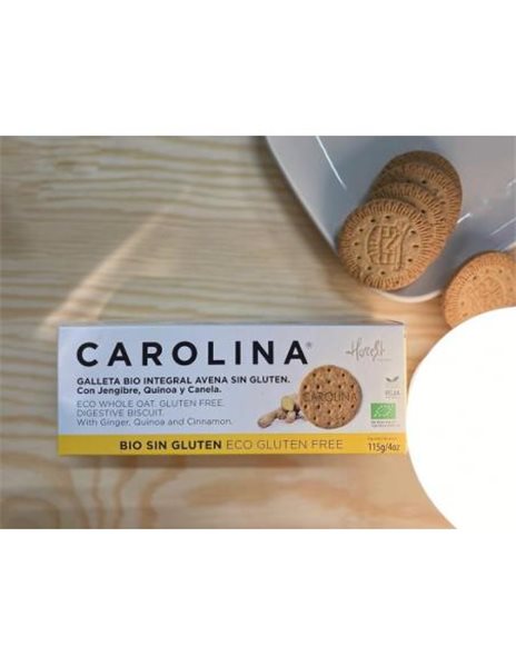 Gluten-free organic whole grain oat digestive biscuit with quinoa, ginger, and cinnamon. Vegan.-trasera