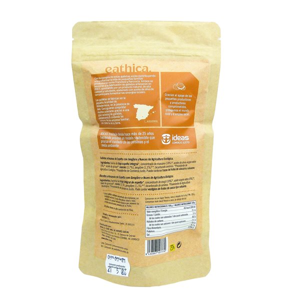 Eathica cookies. Spelt JengiNuts BIO 150g-trasera