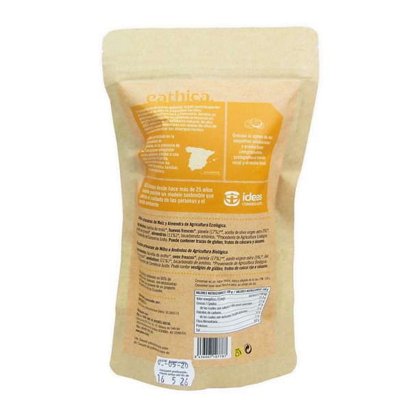Eathica cookies. Corn and Almond BIO 150 g-trasera