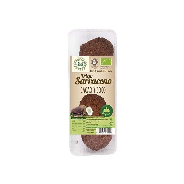 Galletas sarraceno coco cacao bio 175g Sol Natural-lateral
