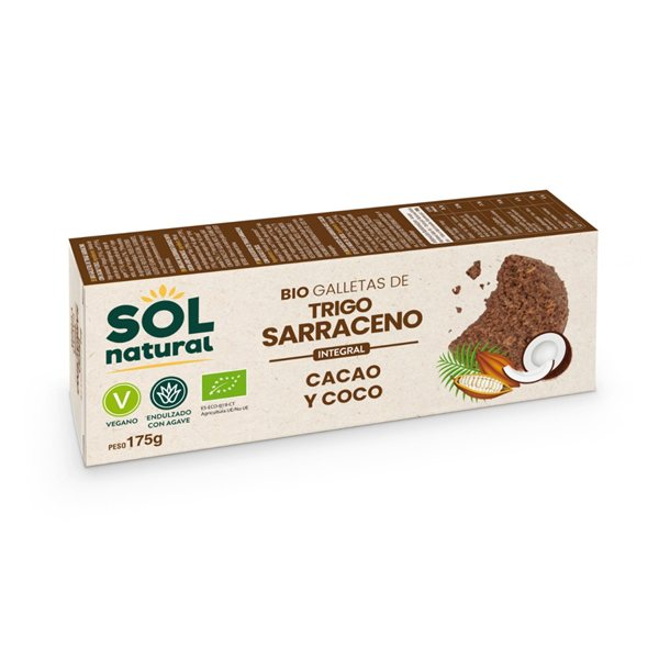 Galletas sarraceno coco cacao bio 175g Sol Natural-trasera